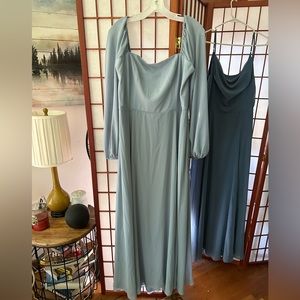 David’s Bridal bridesmaid dress. Dusty Blue long sleeve plus size.